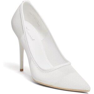 4 Inch Mesh-White Womens Pumps High Heels Stiletto Pointed Closed Toe Shoes
